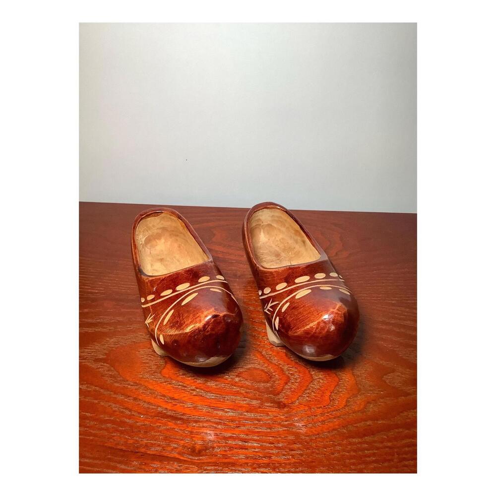 Vintage 1950’s Hand Carved Wooden Clogs, Klompens, Netherlands